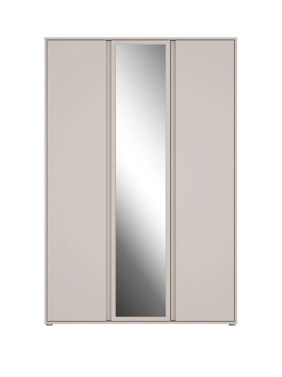 Lisson 3 Door Mirrored Wardrobe - Oatmeal | Modern Closet | Organizer | Bedroom - Image 2