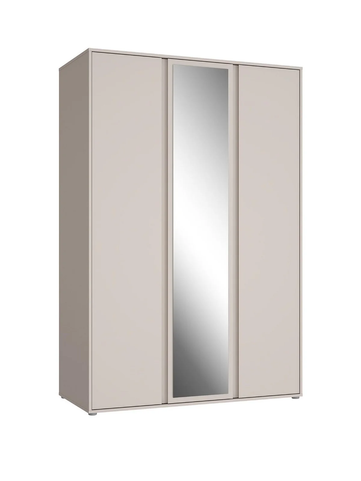 Lisson 3 Door Mirrored Wardrobe - Oatmeal | Modern Closet | Organizer | Bedroom - Image 3