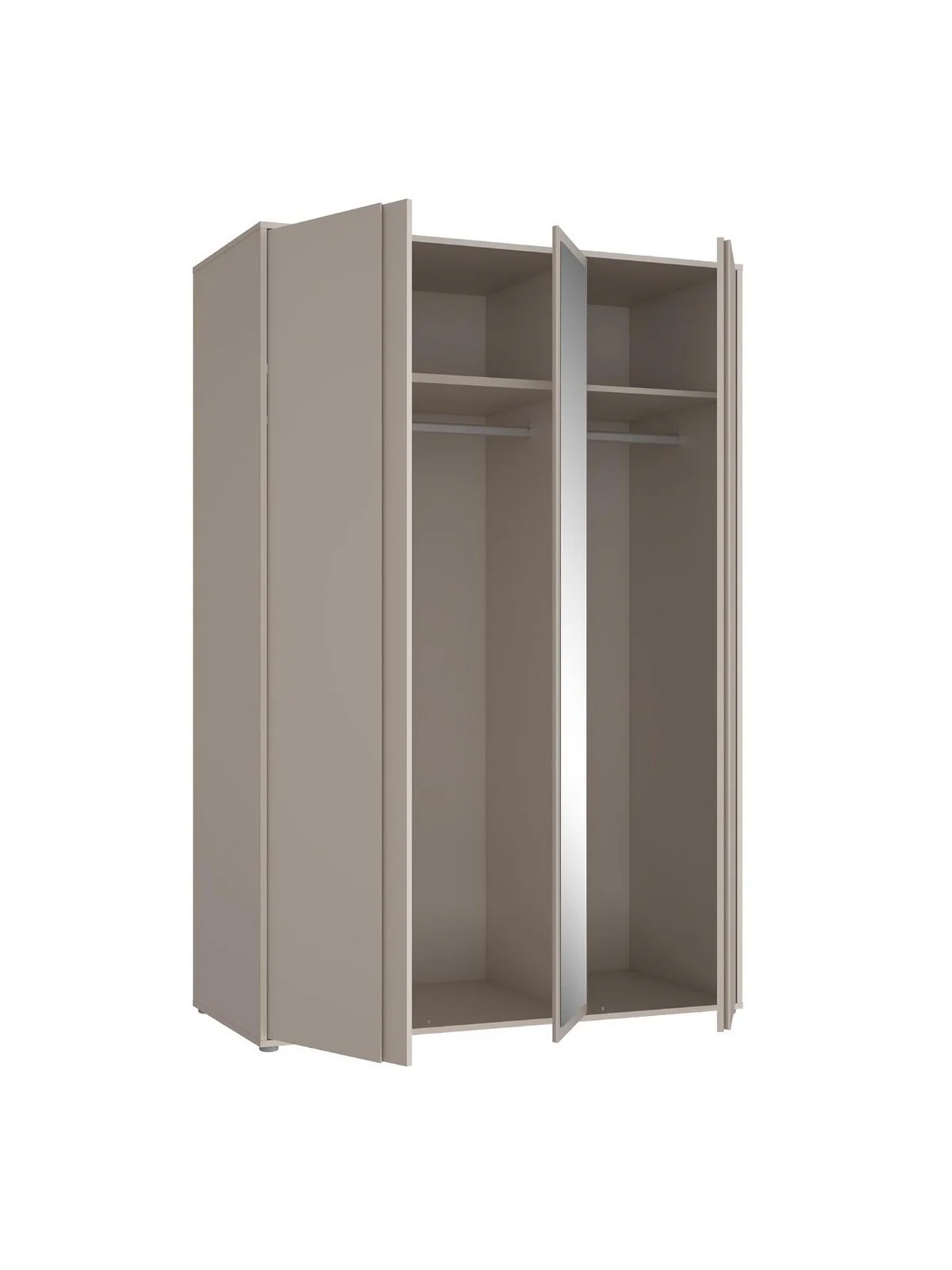 Lisson 3 Door Mirrored Wardrobe - Oatmeal | Modern Closet | Organizer | Bedroom - Image 5