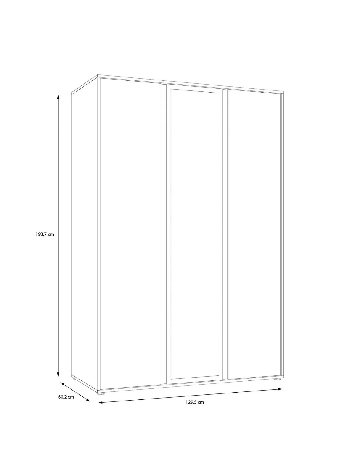 Lisson 3 Door Mirrored Wardrobe - Oatmeal | Modern Closet | Organizer | Bedroom - Image 6