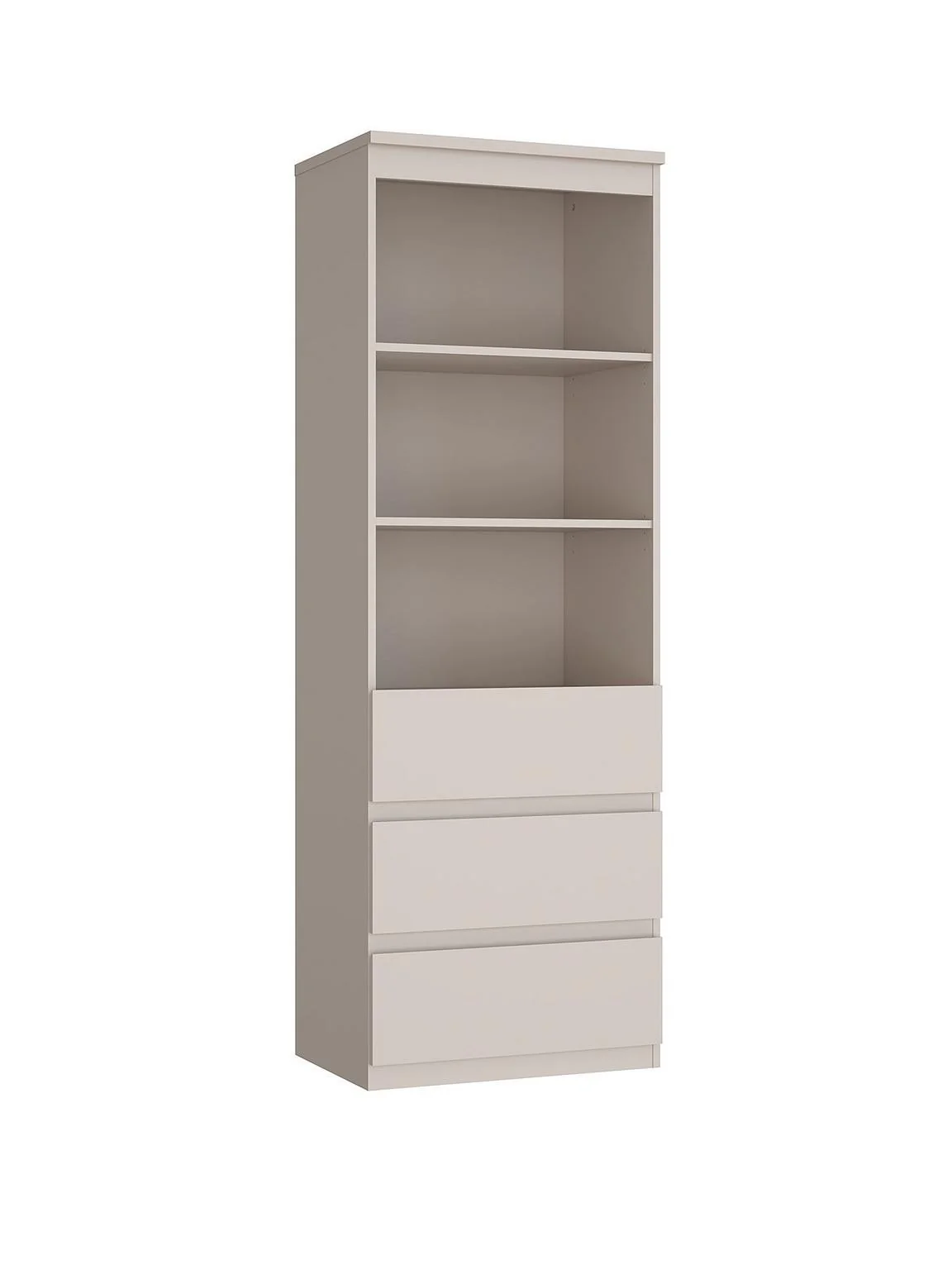 Lisson 3 Drawer Shelf Unit Oatmeal | Bookcase with Storage | 176cm Tall - Image 3