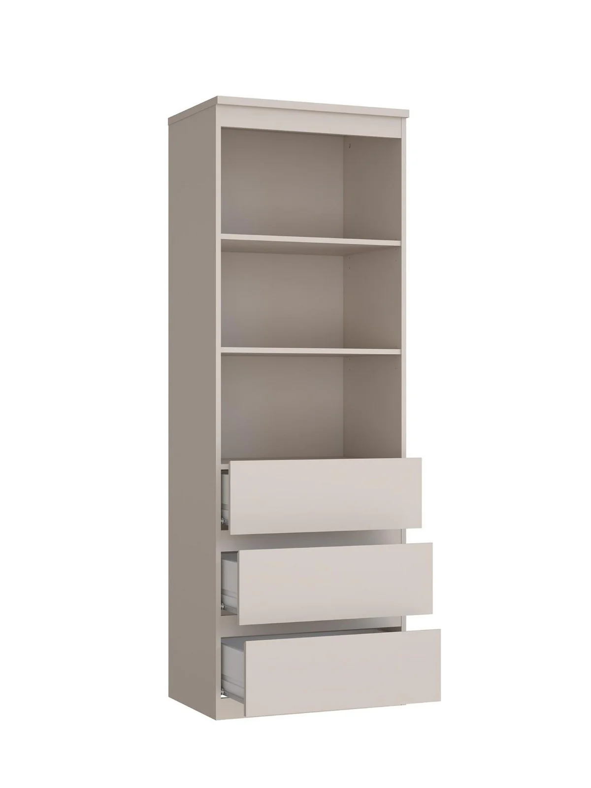 Lisson 3 Drawer Shelf Unit Oatmeal | Bookcase with Storage | 176cm Tall - Image 5