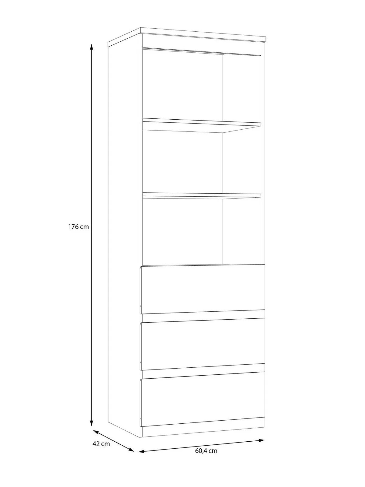 Lisson 3 Drawer Shelf Unit Oatmeal | Bookcase with Storage | 176cm Tall - Image 6