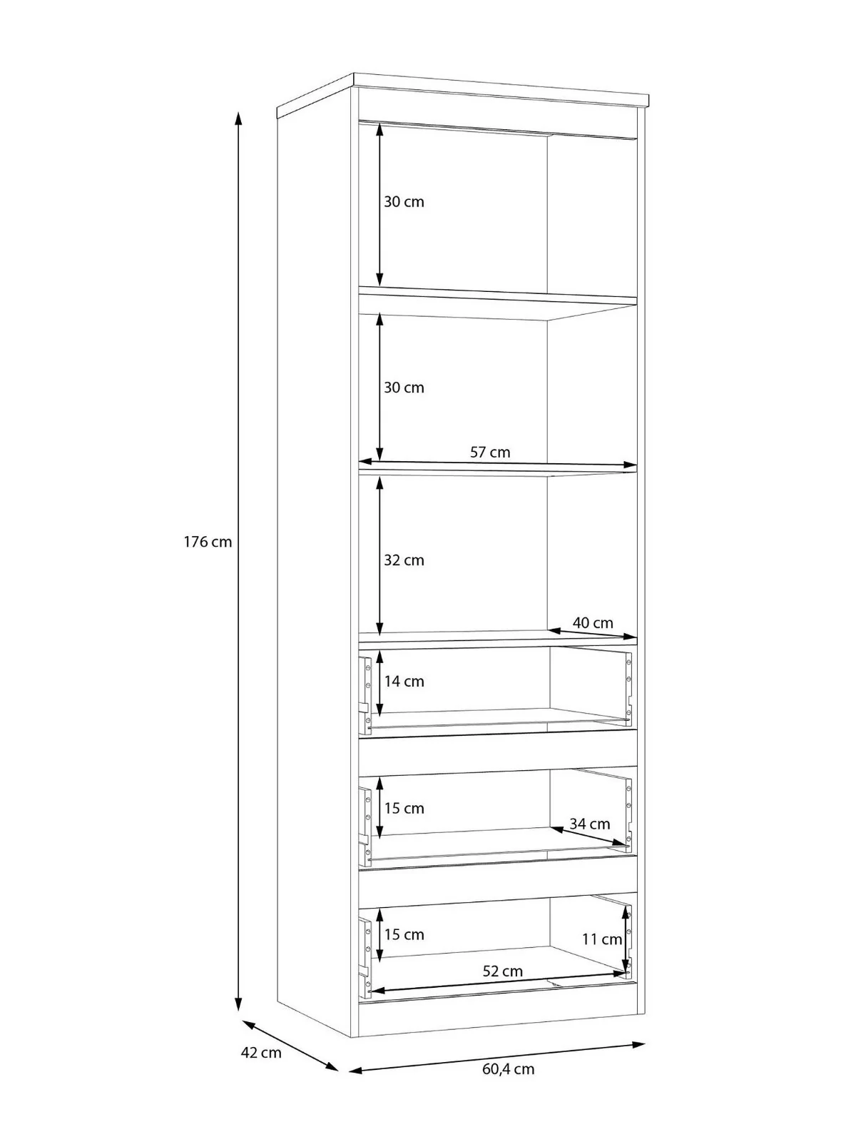 Lisson 3 Drawer Shelf Unit Oatmeal | Bookcase with Storage | 176cm Tall - Image 7