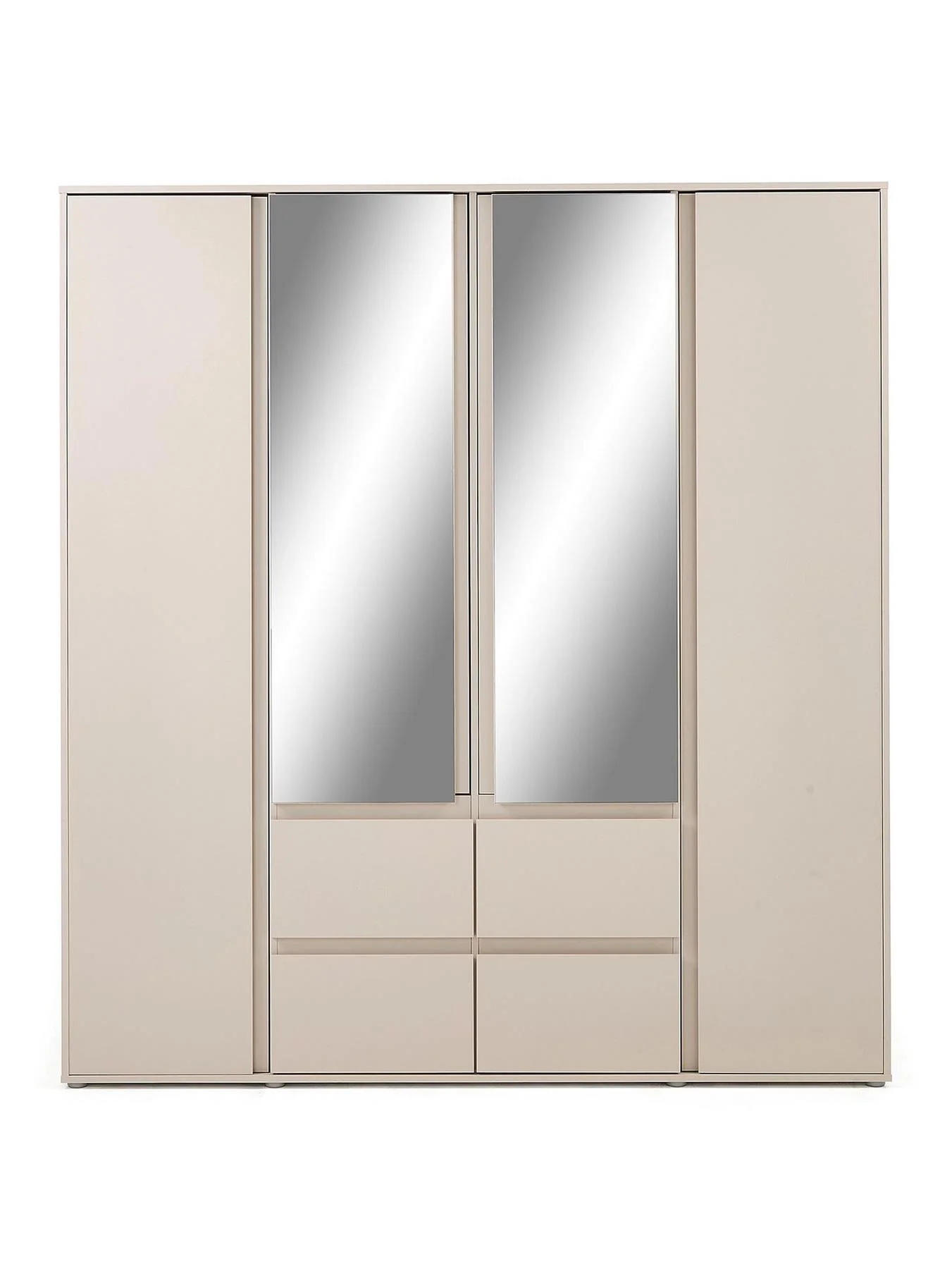 Lisson 4 Door Combi Wardrobe Oatmeal Easy Assembly Durable - Image 2