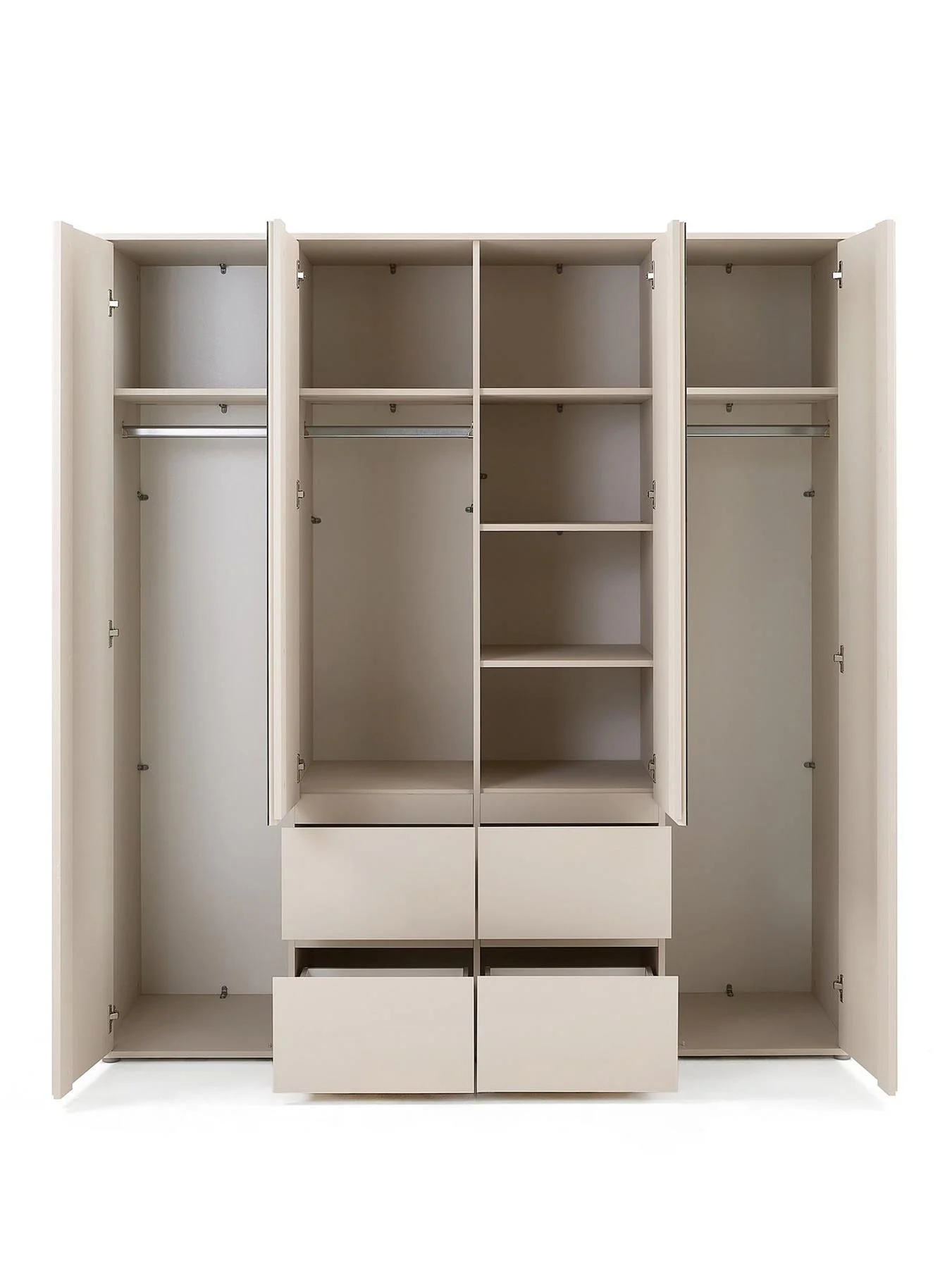 Lisson 4 Door Combi Wardrobe Oatmeal Easy Assembly Durable - Image 4