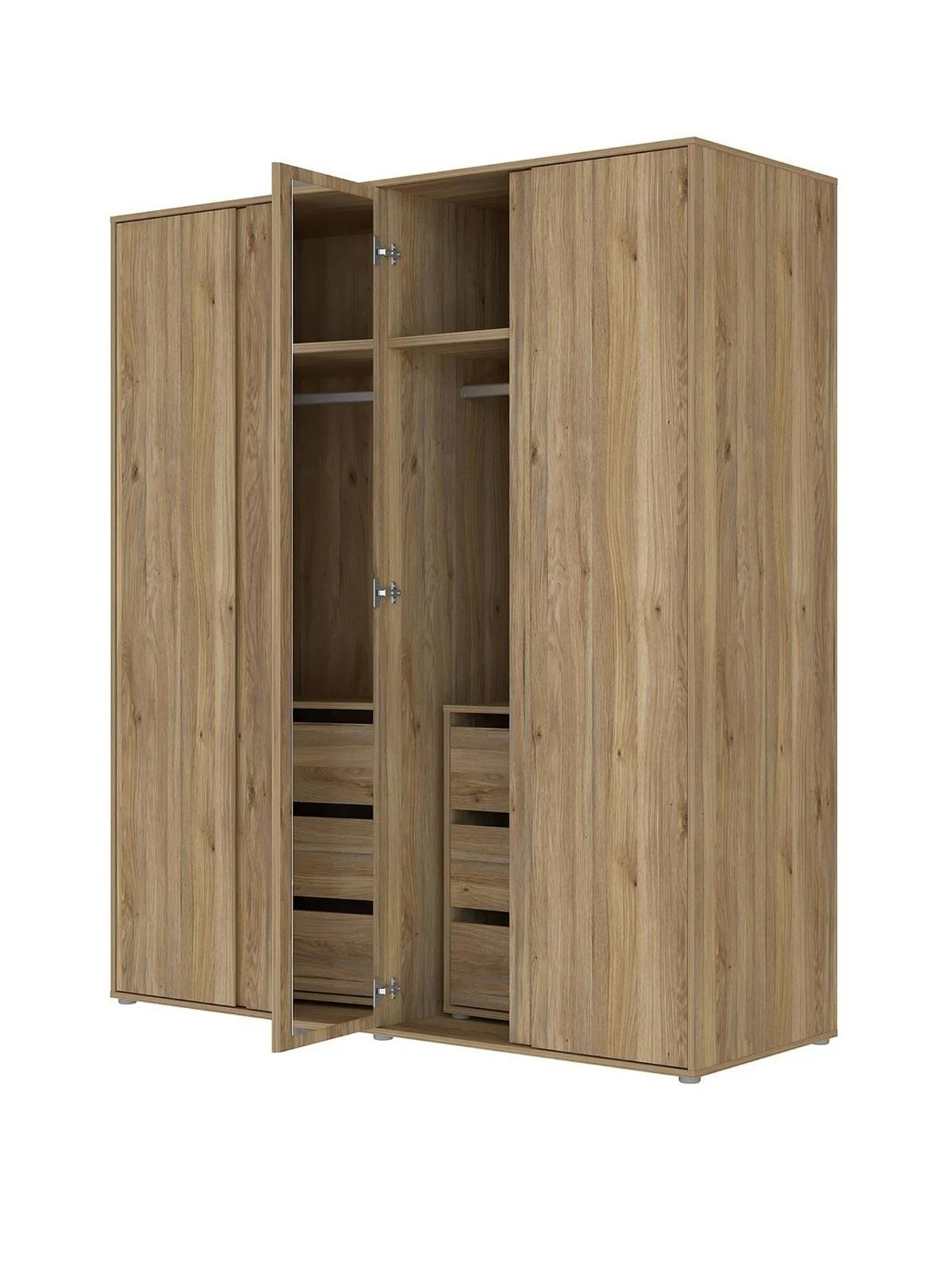 Lisson 4 Door Wardrobe with Internal Chest of Drawers - New Oak - Image 2