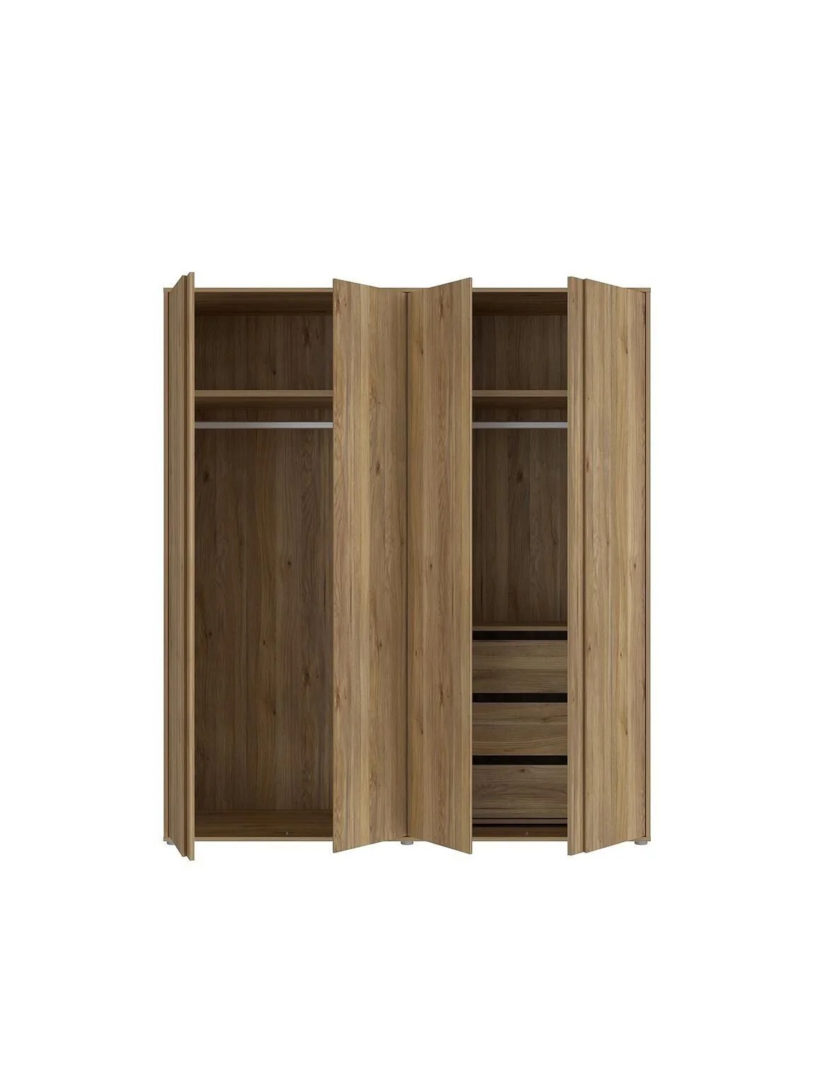 Lisson 4 Door Wardrobe with Internal Chest of Drawers - New Oak - Image 4
