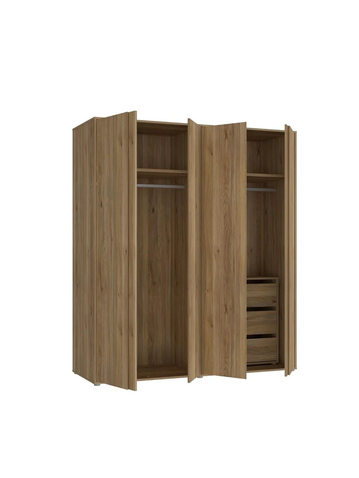 Lisson 4 Door Wardrobe with Internal Chest of Drawers - New Oak - Image 5