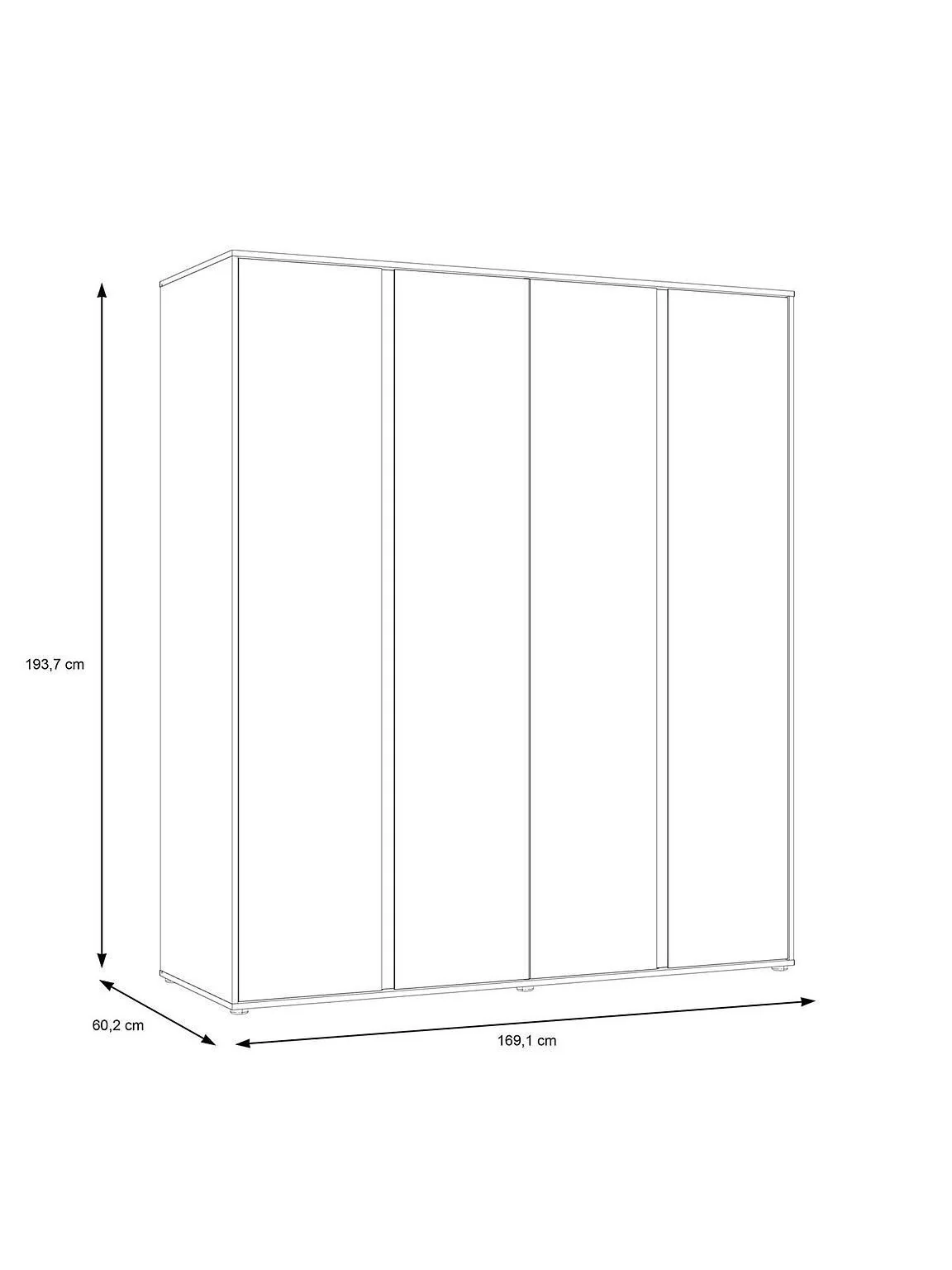 Lisson 4 Door Wardrobe with Internal Chest of Drawers - New Oak - Image 6