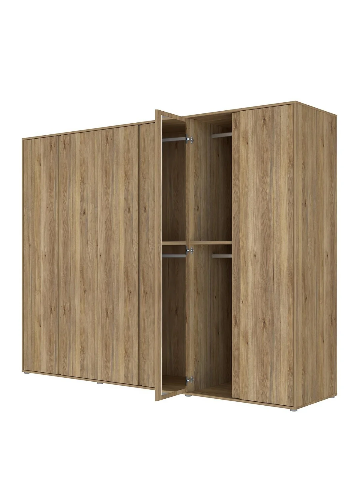Lisson 6 Door Wardrobe New Oak | Handle-Free Design | 252cm Wide - Image 2
