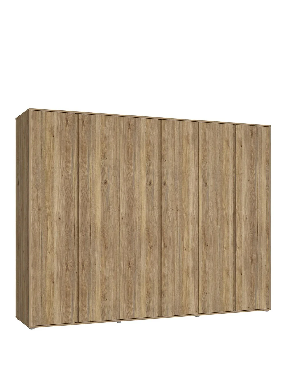 Lisson 6 Door Wardrobe New Oak | Handle-Free Design | 252cm Wide - Image 3