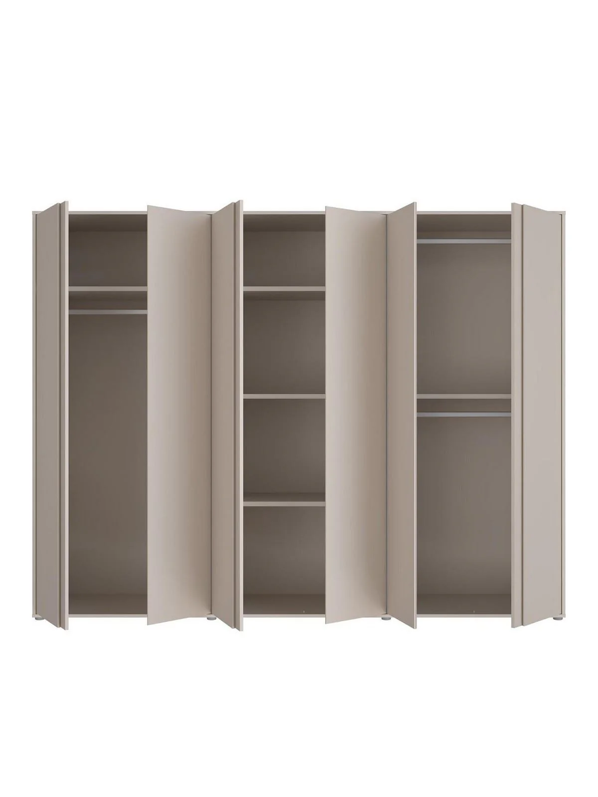 Lisson 6 Door Wardrobe Oatmeal | Modern Minimalist Design | Handle-Free | Large - Image 4