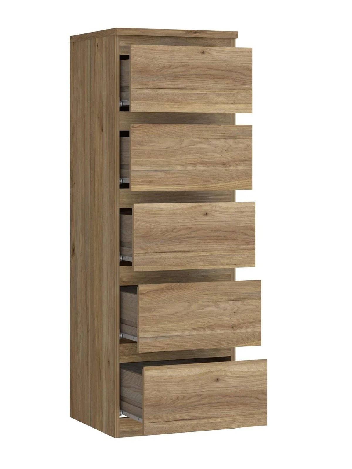 Lisson Narrow Chest of 5 Drawers New Oak Spacious and Stylish Bedroom Storage - Image 5