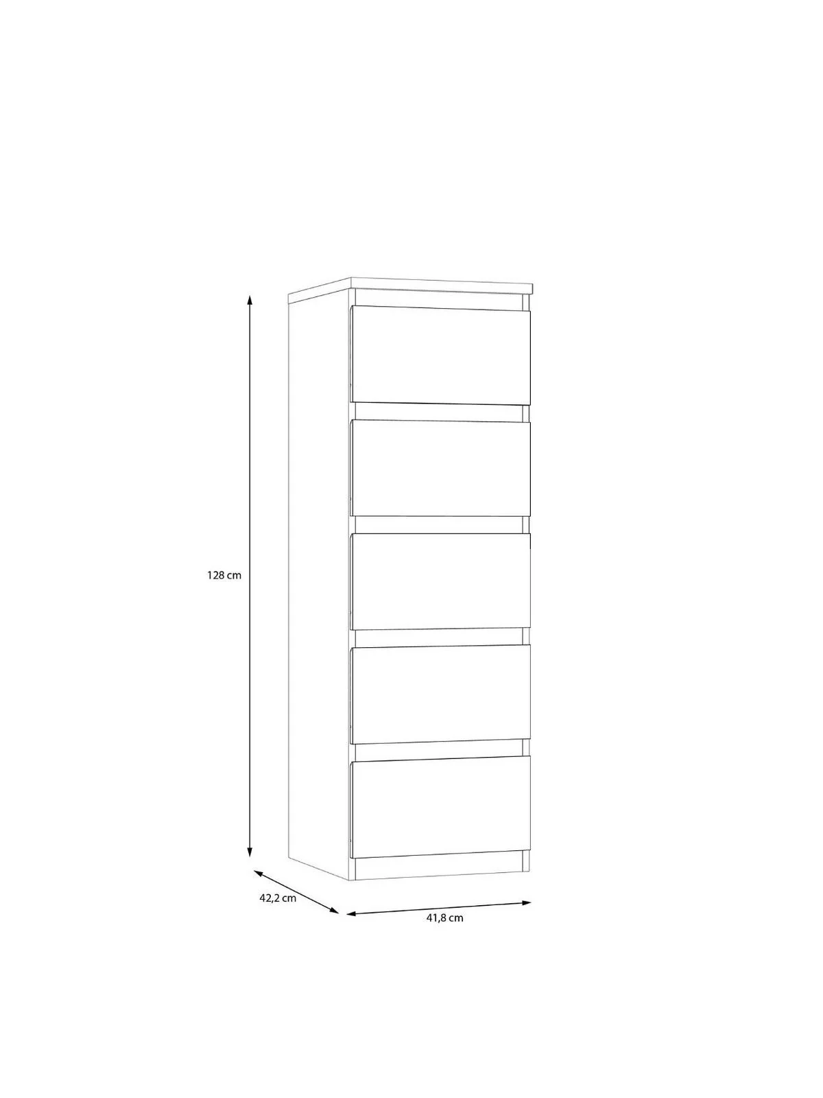 Lisson Narrow Chest of 5 Drawers New Oak Spacious and Stylish Bedroom Storage - Image 6