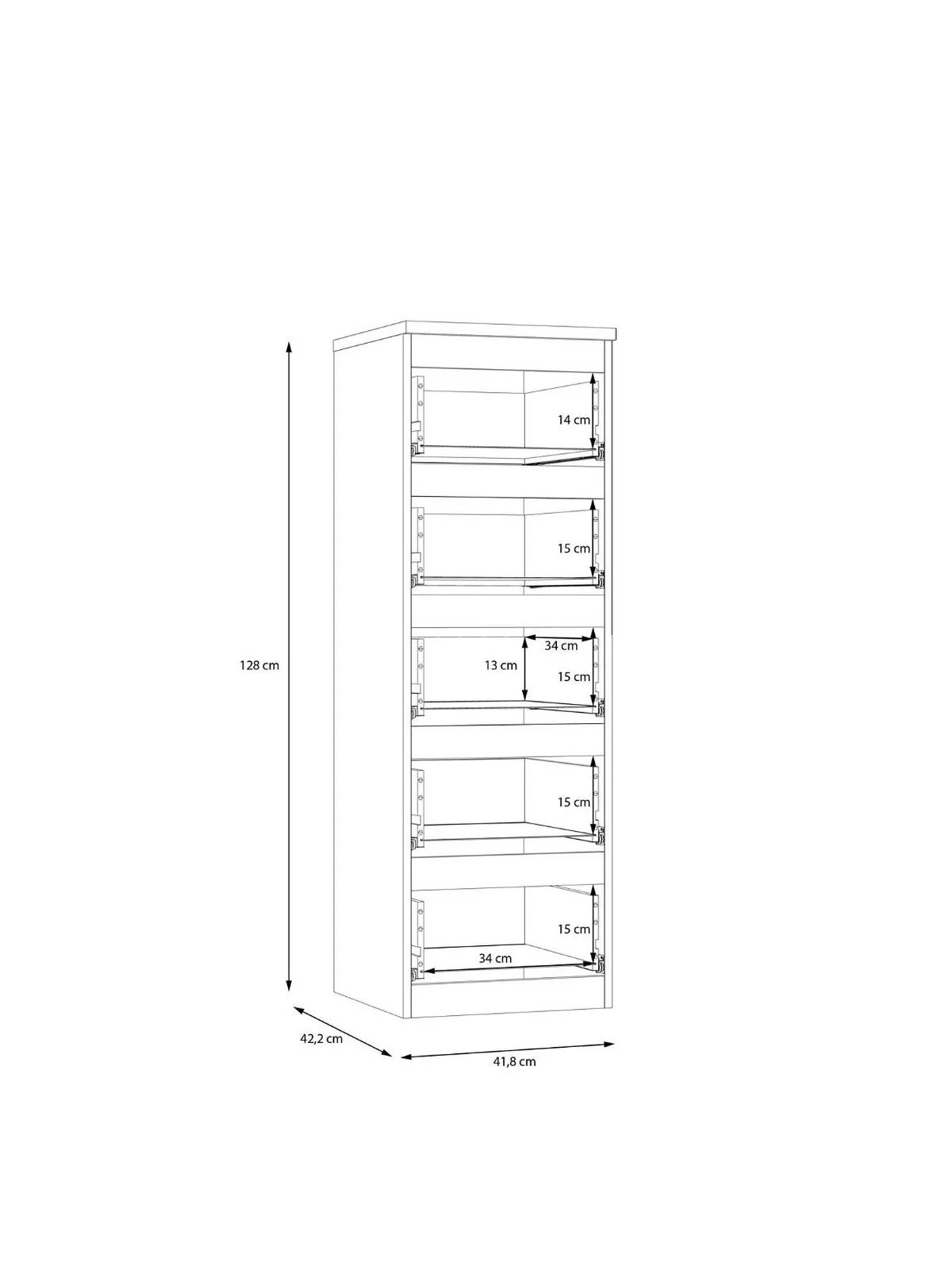 Lisson Narrow Chest of 5 Drawers New Oak Spacious and Stylish Bedroom Storage - Image 7