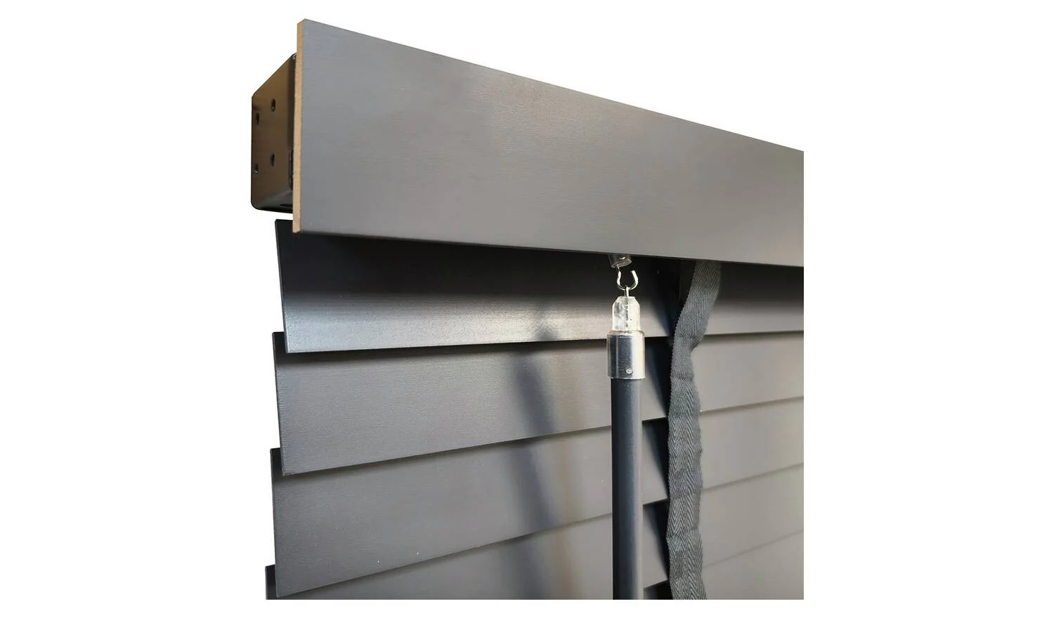 Little Black Book 50mm Venetian Wood Blind Slate Grey 170x160cm Privacy - Image 3