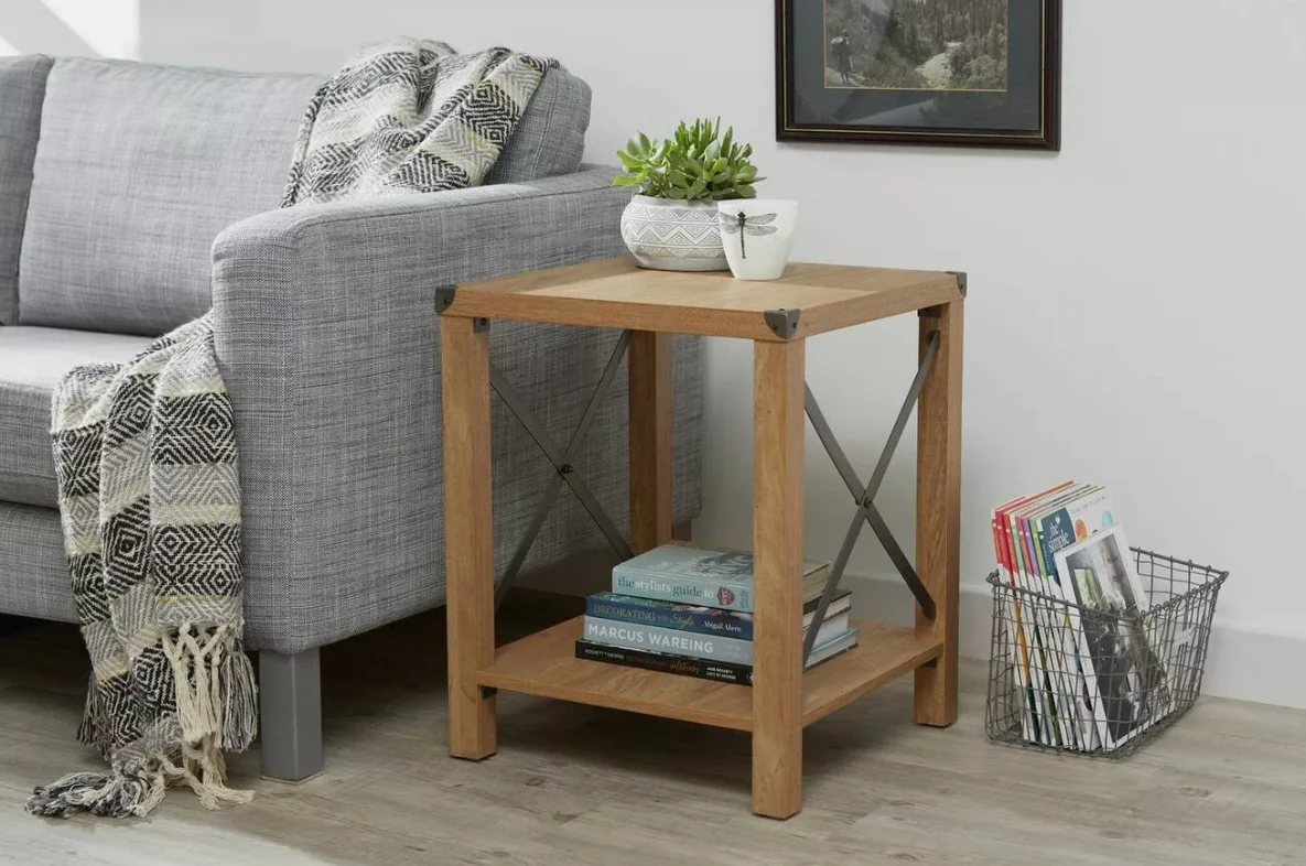 Lloyd Pascal Rustica Side Table Light Wood Rustic Living Room Furniture - Image 2