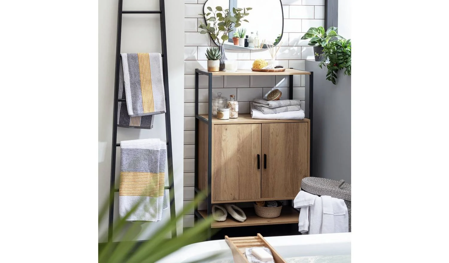 Loft Living 2 Door Cabinet Oak Industrial Storage Organiser Furniture - Image 3