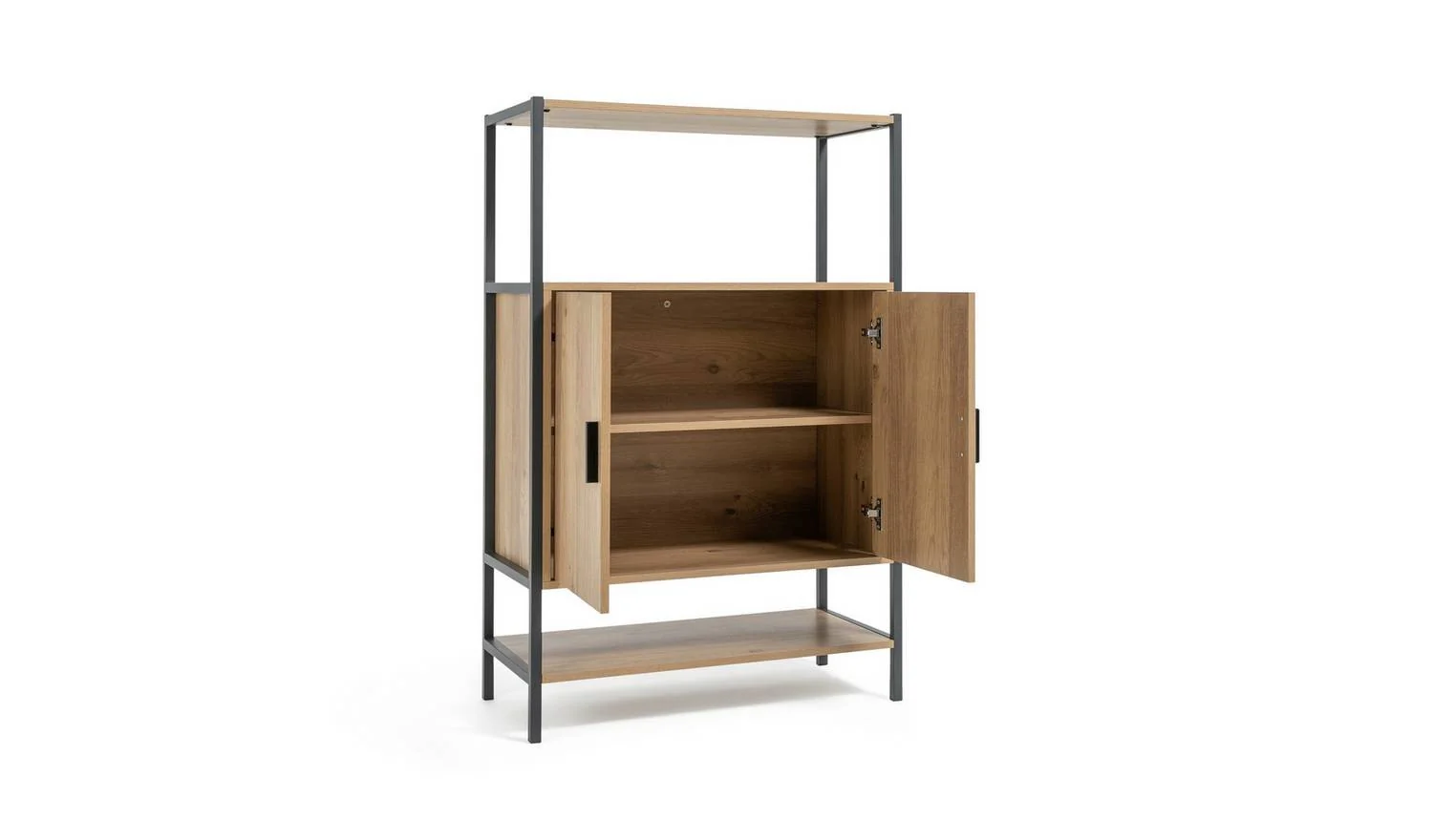 Loft Living 2 Door Cabinet Oak Industrial Storage Organiser Furniture - Image 6