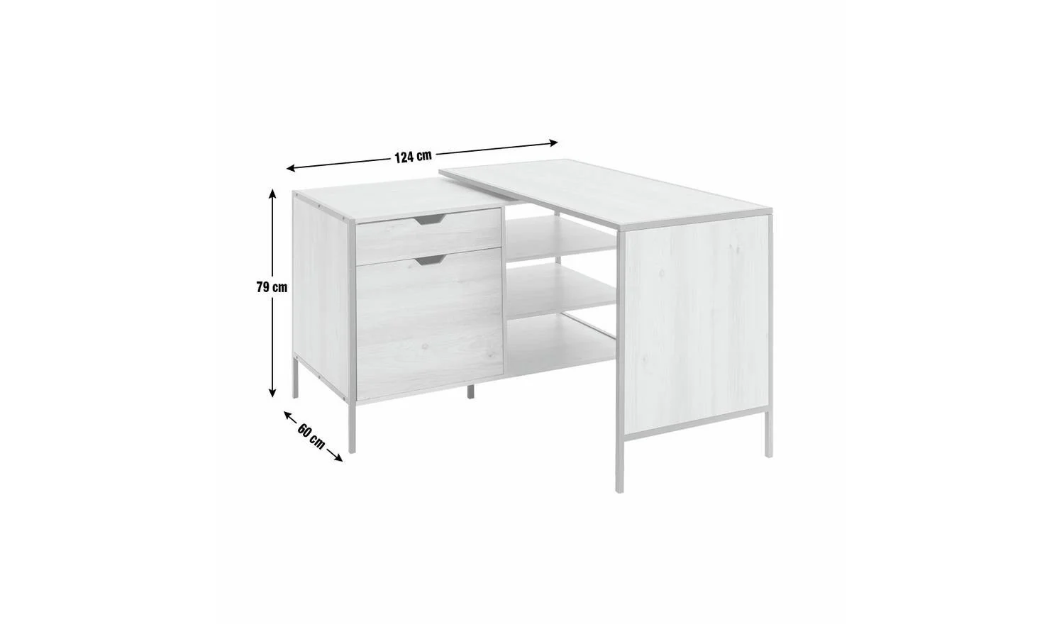 Loft Living 2 Drawer Swivel Office Desk - Oak - Image 2