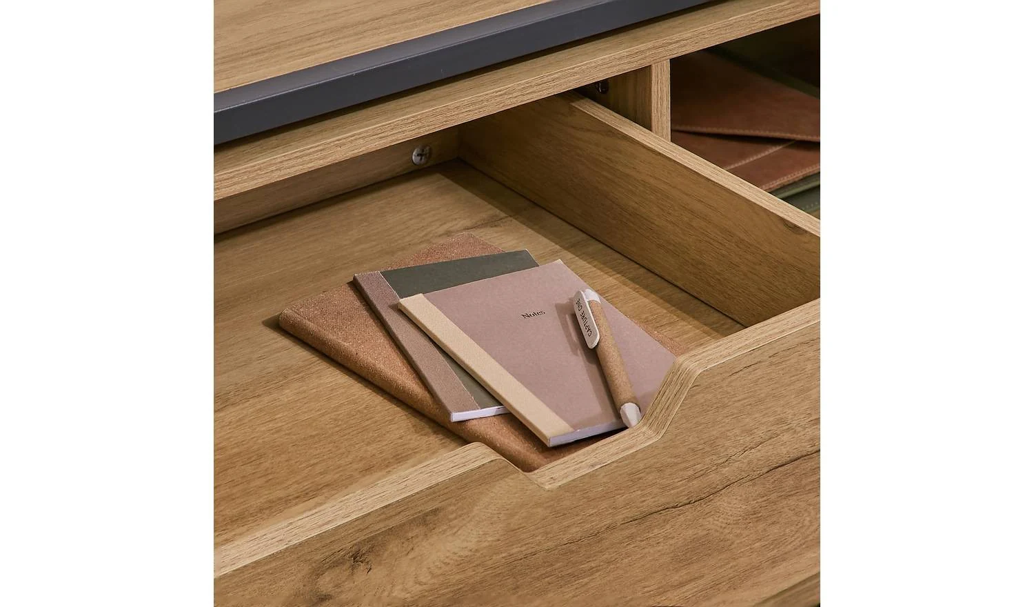 Loft Living 2 Drawer Swivel Office Desk - Oak - Image 8