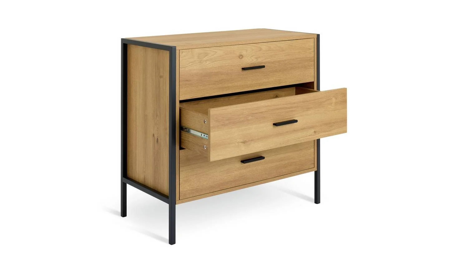 Loft Living 3 Drawer Chest Oak Storage Organiser Bedroom Furniture - Image 8