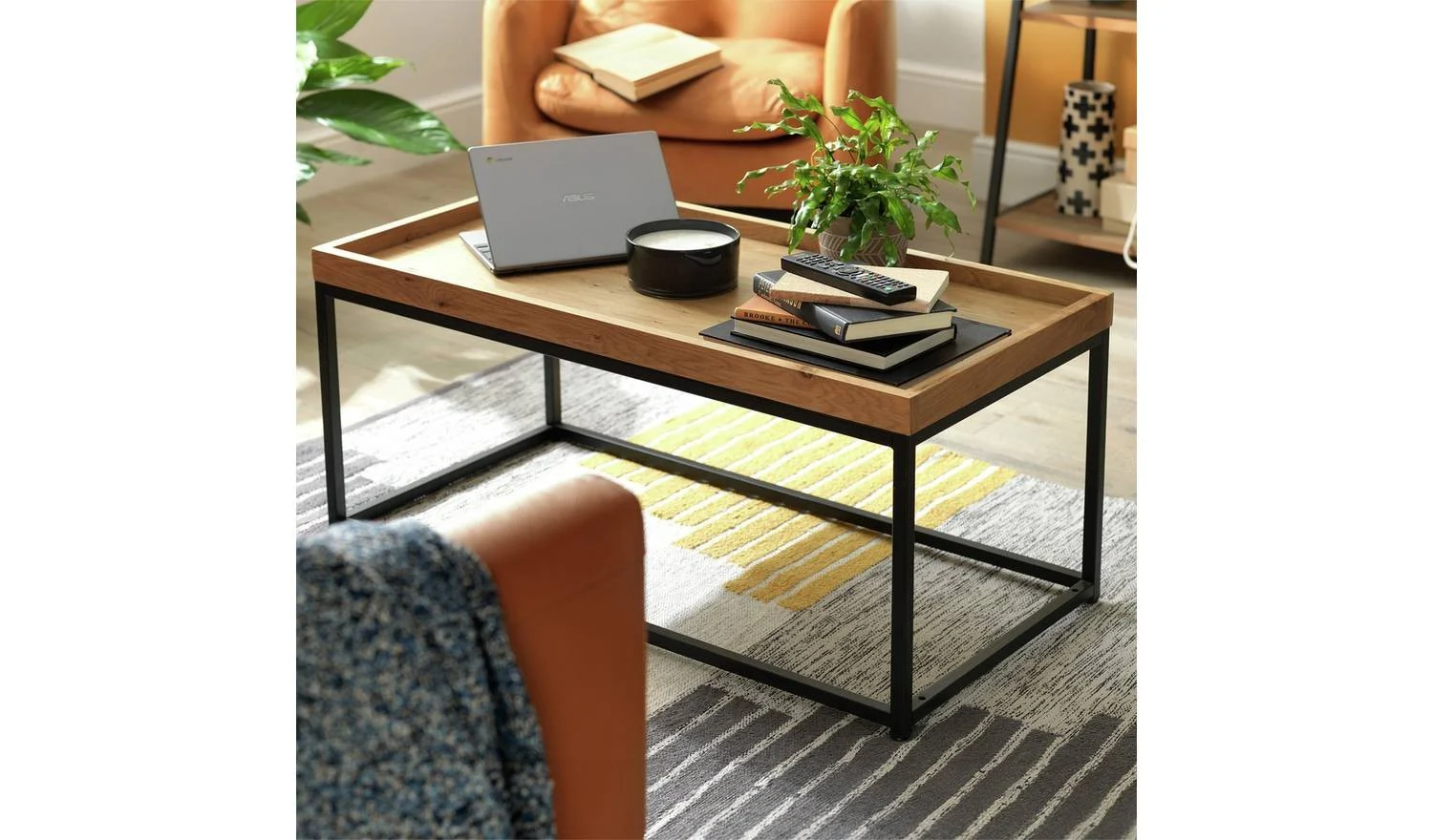 Loft Living Oak Veneer Coffee Table Natural Modern Living Room Furniture - Image 3