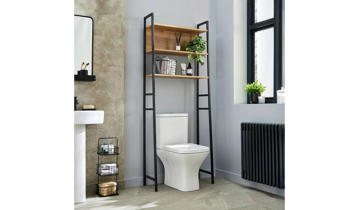 Loft Living Over Toilet Storage Unit Oak Bathroom Organiser Cabinet - Image 2