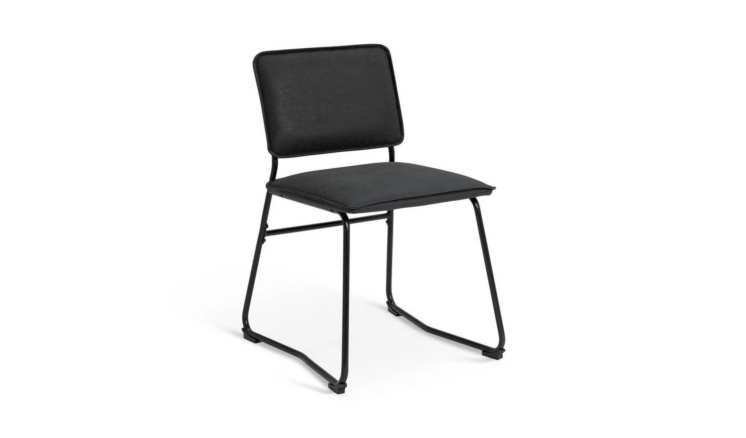 Loft Living Pair of Faux Leather Dining Chairs Black Modern Kitchen Set - Image 5