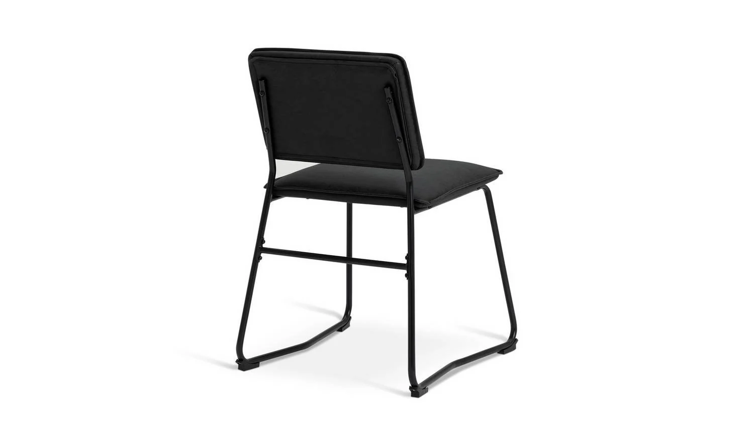 Loft Living Pair of Faux Leather Dining Chairs Black Modern Kitchen Set - Image 6