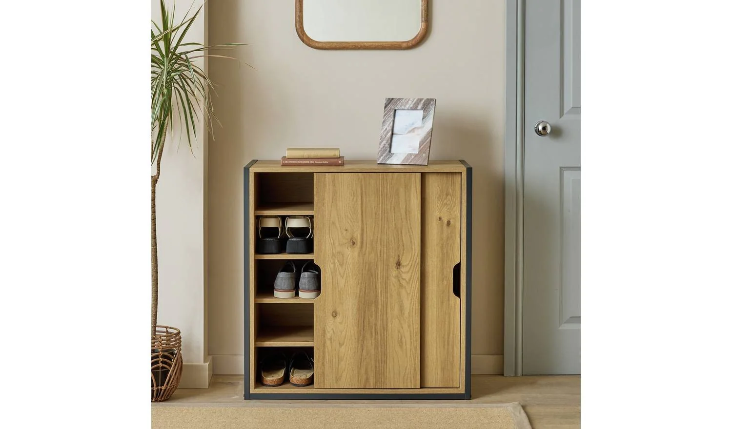 Loft Living Shoe Storage Cabinet Oak Hallway Entryway Furniture Organiser - Image 3