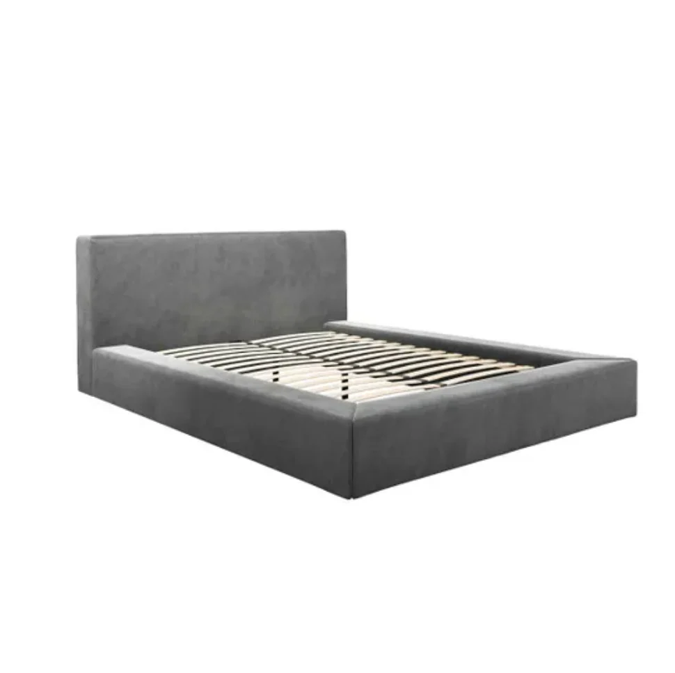 LPD Furniture Soho Dapple Grey Velvet Double Bed | Modern Industrial Design - Image 2