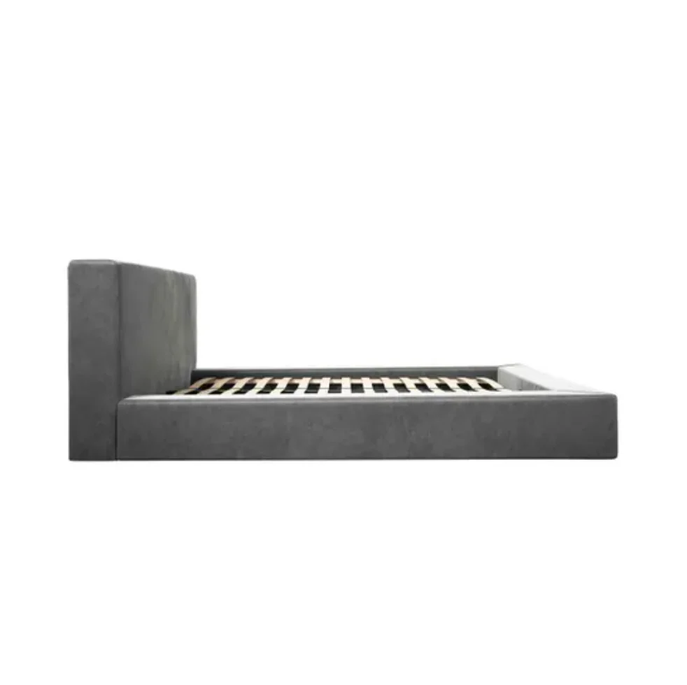 LPD Furniture Soho Dapple Grey Velvet Double Bed | Modern Industrial Design - Image 4