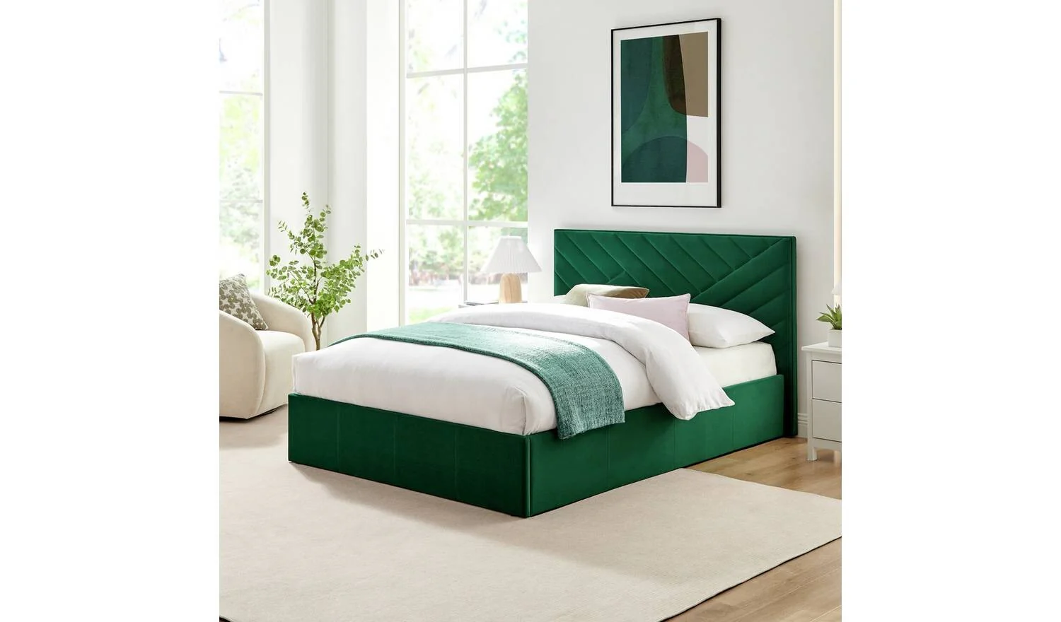Luca Double End Lift Ottoman Bed Green Elegant and Comfortable Bedroom Furniture - Image 2