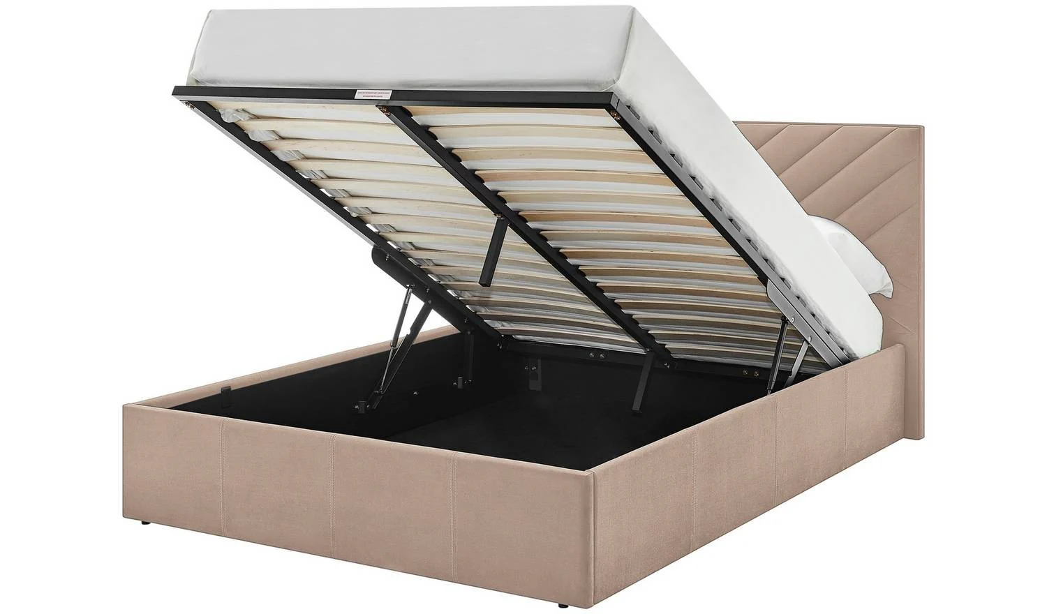 Luca Double End Lift Ottoman Bed Latte Easy Assembly Home Furniture - Image 4