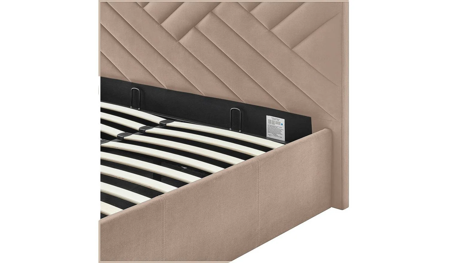 Luca Double End Lift Ottoman Bed Latte Easy Assembly Home Furniture - Image 9