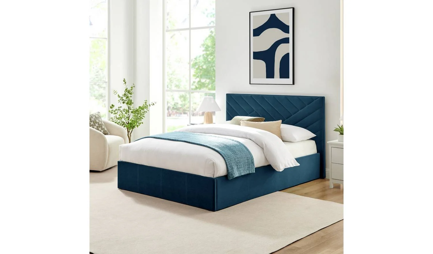 Luca Double End Lift Ottoman Bed Navy Elegant and Comfortable Bedroom Furniture - Image 2
