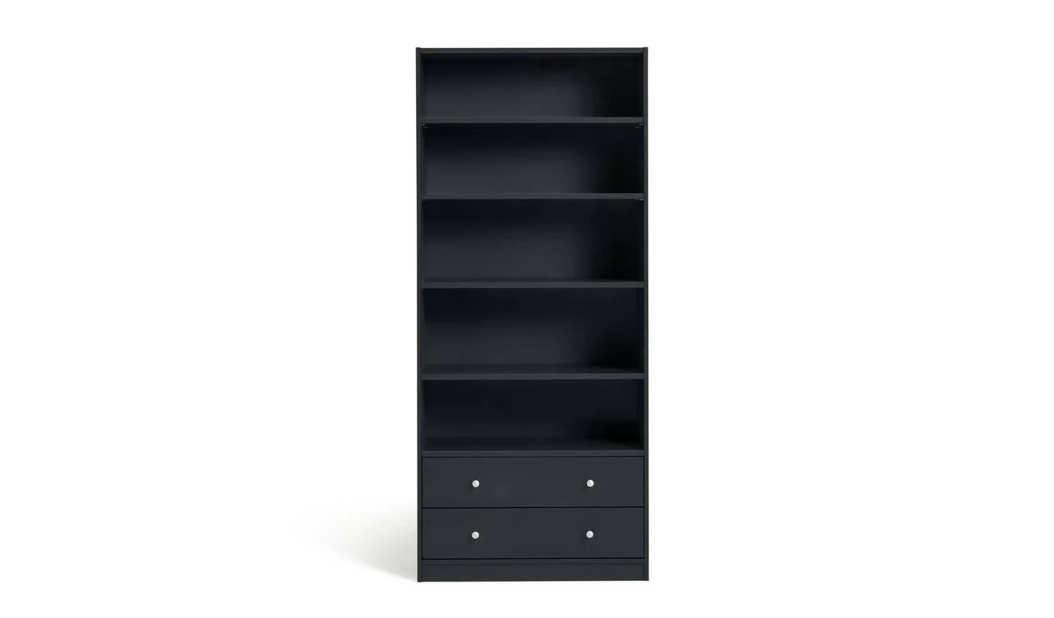 Maine 2 Drawer Bookcase Black Ash Effect Storage Organiser Shelf - Image 3