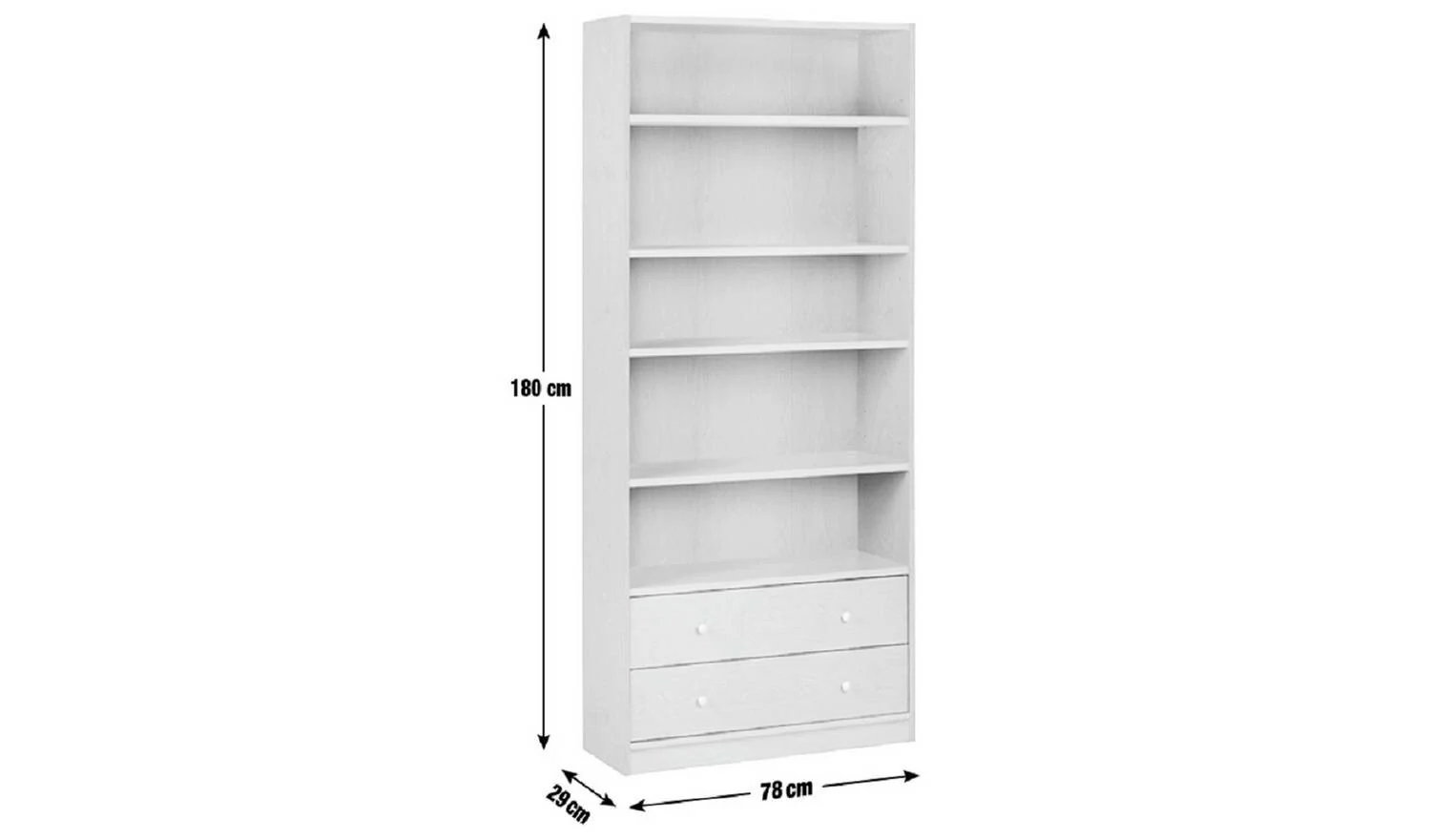 Maine 2 Drawer Bookcase Oak Effect Storage Organiser Shelf Furniture - Image 2