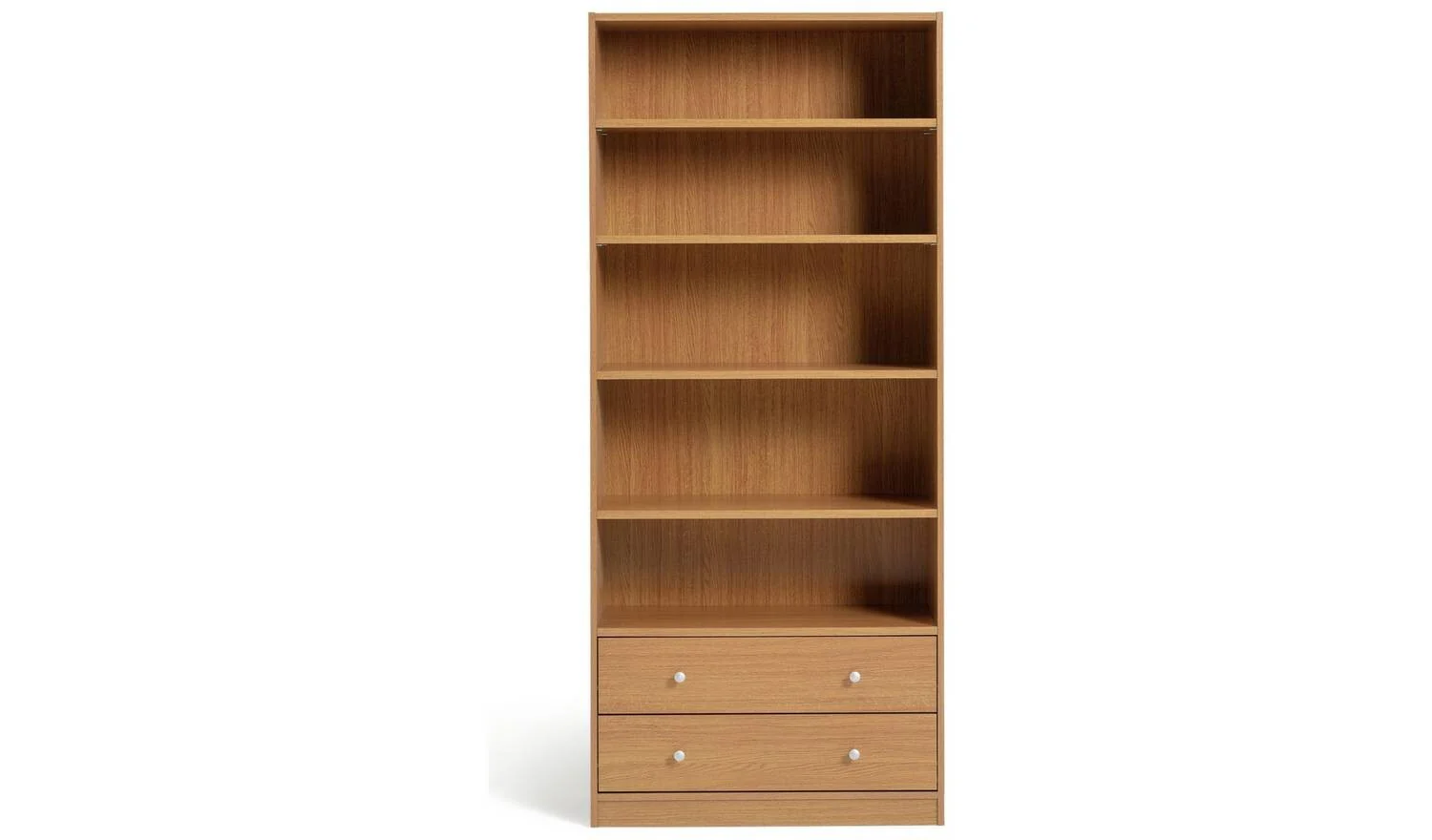 Maine 2 Drawer Bookcase Oak Effect Storage Organiser Shelf Furniture - Image 5