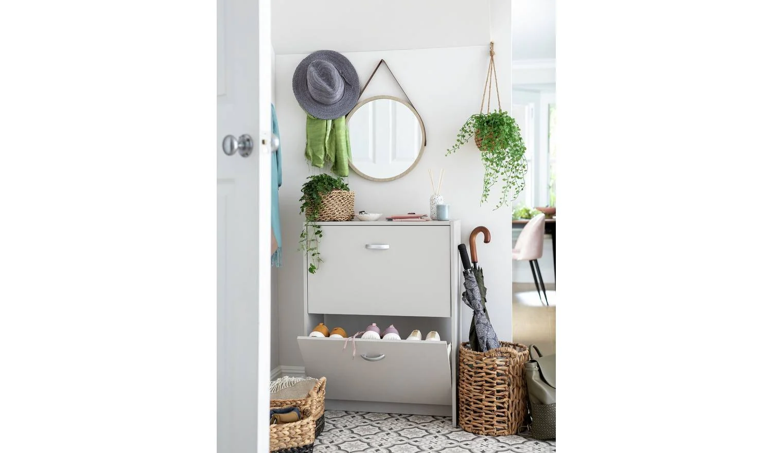 Maine Shoe Storage Cabinet White Hallway Entryway Furniture Organiser - Image 3