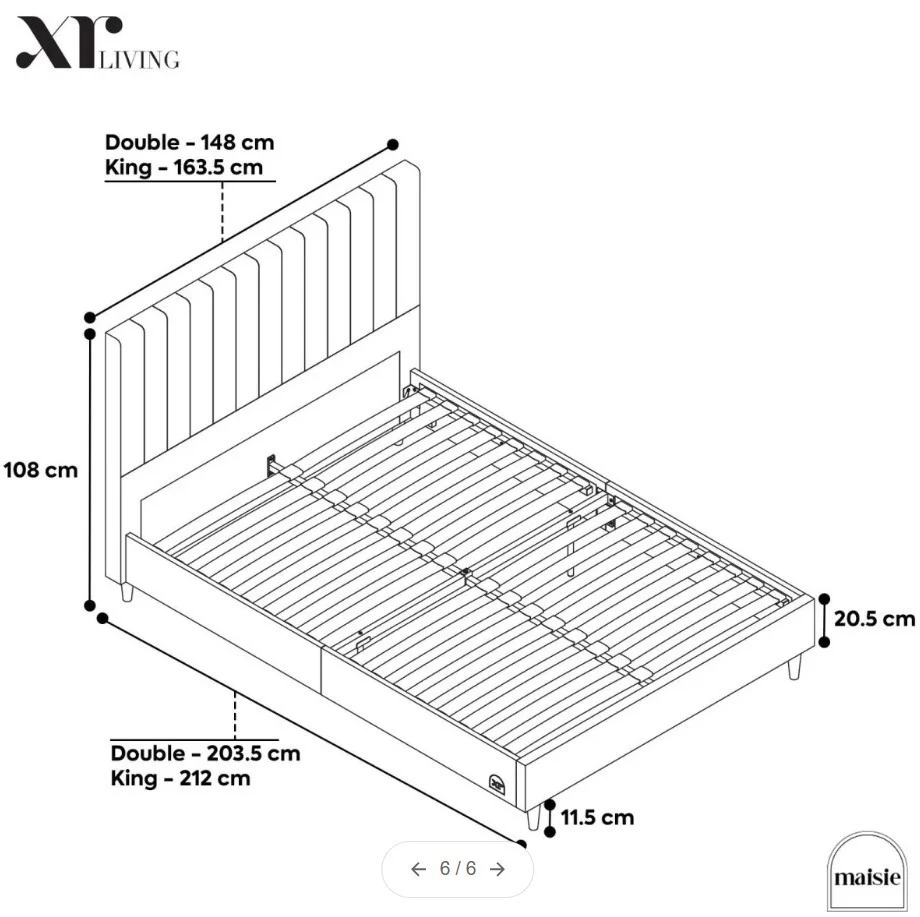 Maisie Upholstered Double Bed Frame with LED Lighting Natural Stone Modern - Image 3