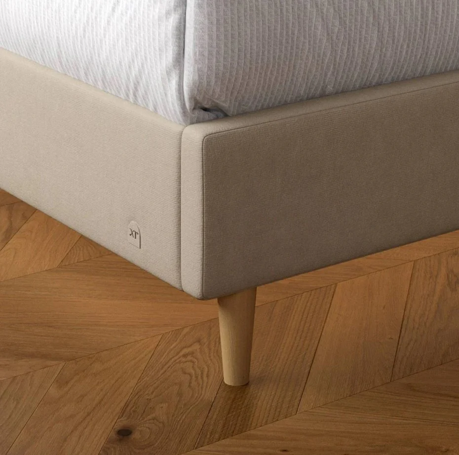 Maisie Upholstered Double Bed Frame with LED Lighting Natural Stone Modern - Image 5