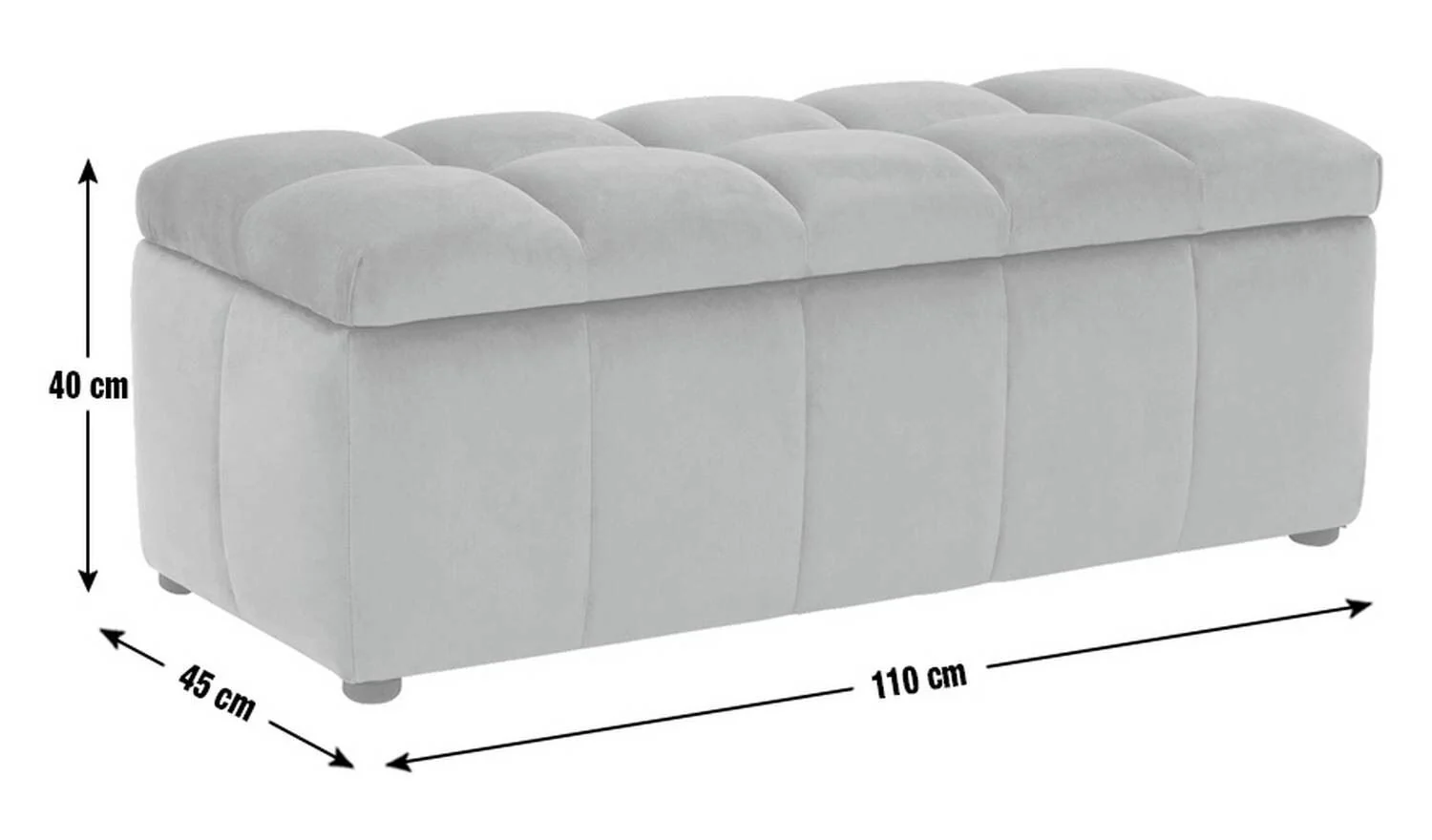 Maisie Velvet Large Storage Ottoman - Blue - Image 6