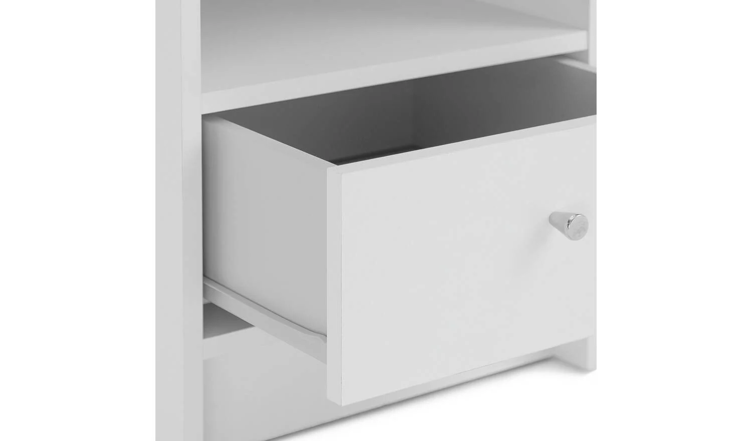 Malibu 1 Drawer Bedside Table White Compact Nightstand With Shelf - Image 3