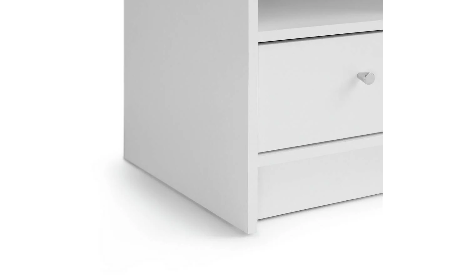 Malibu 1 Drawer Bedside Table White Compact Nightstand With Shelf - Image 4