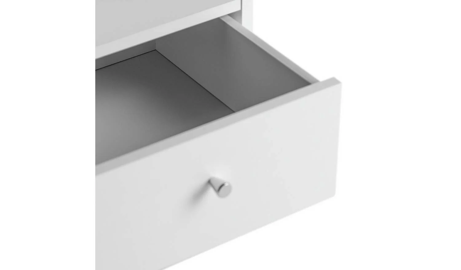 Malibu 1 Drawer Bedside Table White Compact Nightstand With Shelf - Image 5