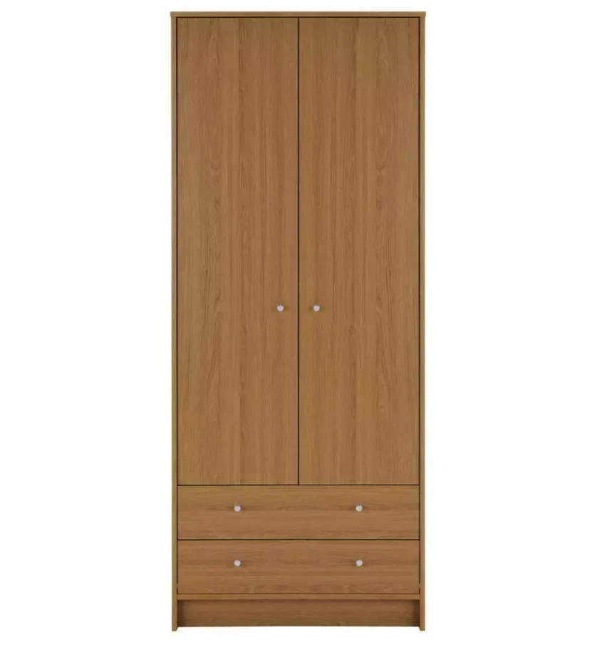 Malibu 2 Door 2 Drawer Wardrobe Oak Effect Easy Assembly - Image 3