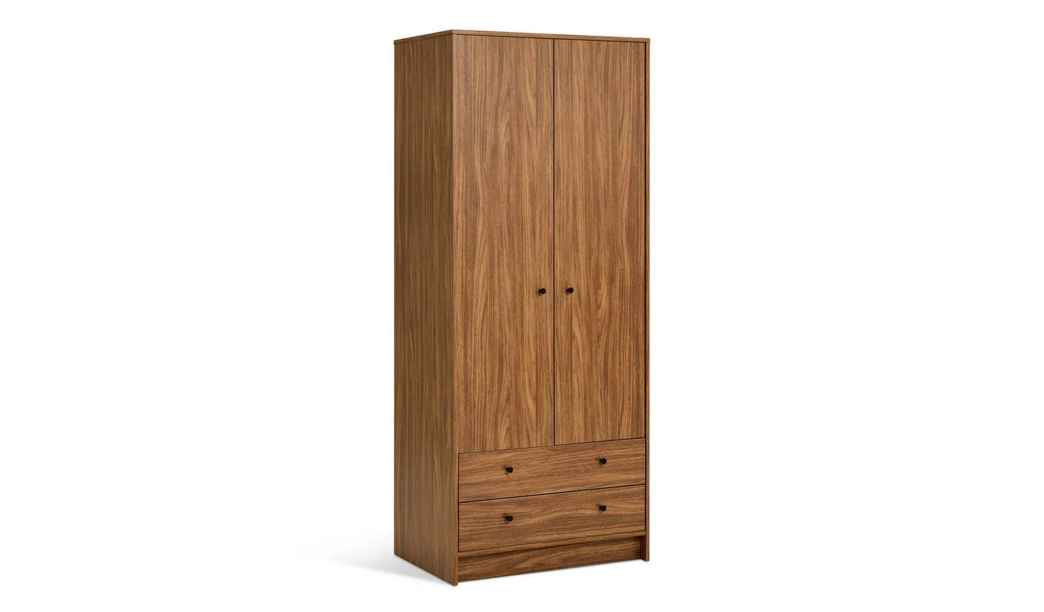 Malibu 2 Door 2 Drawer Wardrobe Walnut Storage Organiser Bedroom Furniture - Image 2